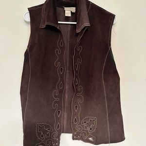 Real suede leather brown vest by Coldwater Creek size XL